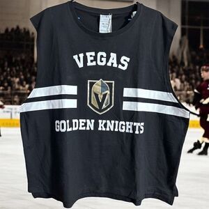 Vegas Golden Knights Line Change Team Logo Women's Tank Top Black White Stripes